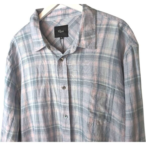NWT Rails Havana Plaid Denim Sport Linen Shirt in Cerulean Jewel SZ XXL - Picture 5 of 11